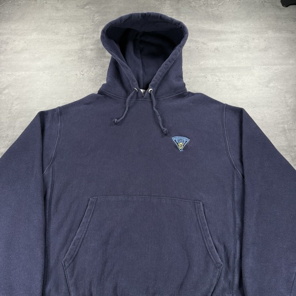 Vintage‎ Massachusetts State Police 90s Champion Reverse Weave Hoodie Med Blue - Picture 1 of 10